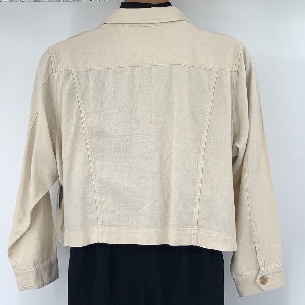 Lucky Brand Ivory Cropped Utility Linen Blend Women's Jacket w/ Pockets Size XL - Picture 4 of 11